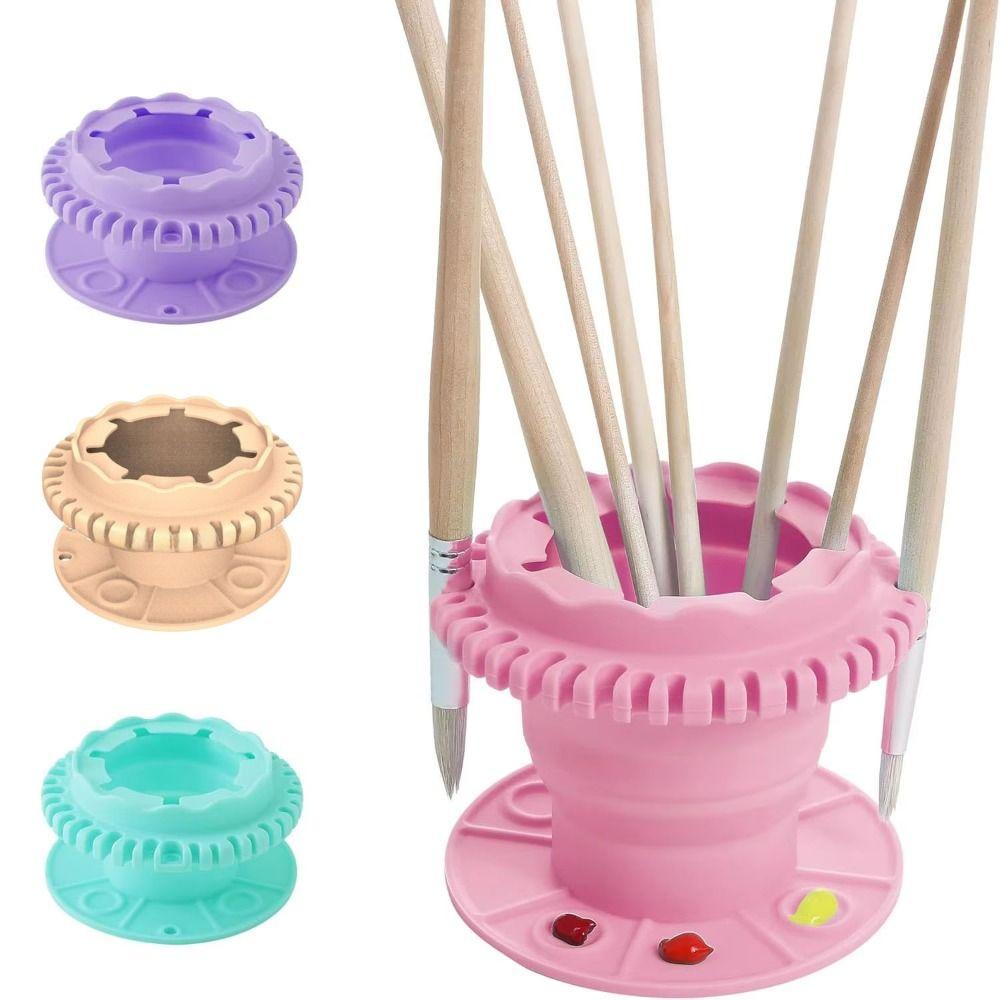 Foldable Silicone Paint Cleaner Box with Hanging Hole 2-in-1 Brush Holder  Beauty