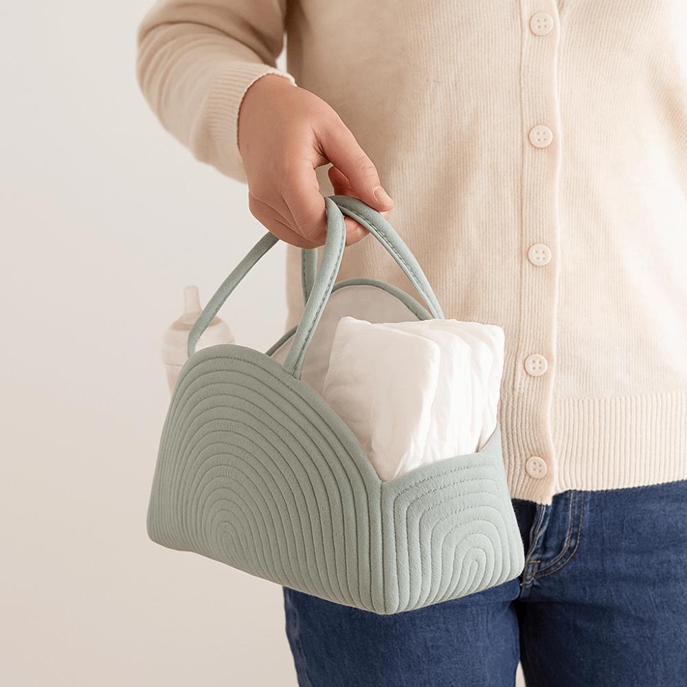 Handtasche für Mütter mit großem Fassungsvermögen, multifunktionaler Windelorganisator, tragbarer gewebter Korb, Damen