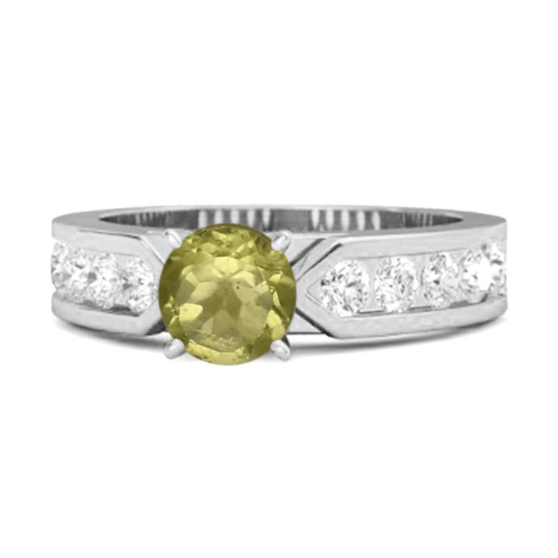 Peridot Round Solitaire Statement Ring – 925 Sterling Silver 9 белого золота
