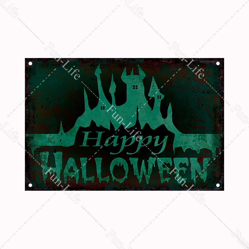 Halloween Pumpkin Tin Sign Vintage Plate Bat Poster Painting Festival Metal Signs Bar Art Party School Wall Home Decor 20x30cm