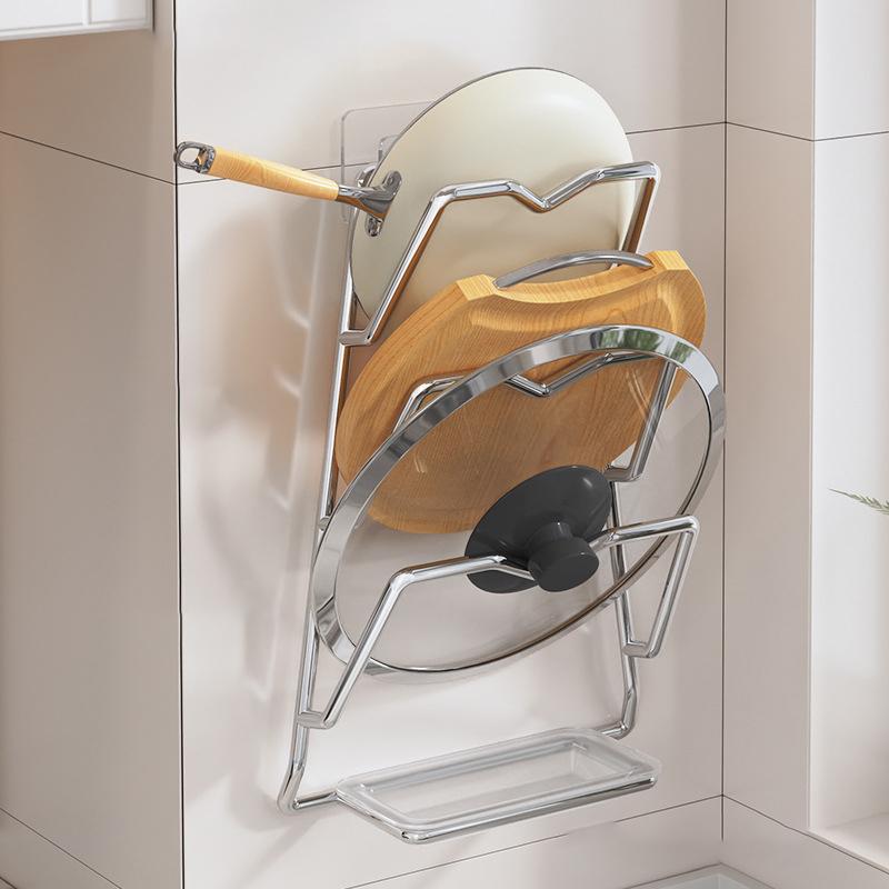 Küchen-Organizer-Regal Wandmontage Topfdeckel-Racks 2/3 Schichten Topfdeckel Metall Rostfrei Multifunktionsregal Topfdeckel-Aufbewahrungsregal