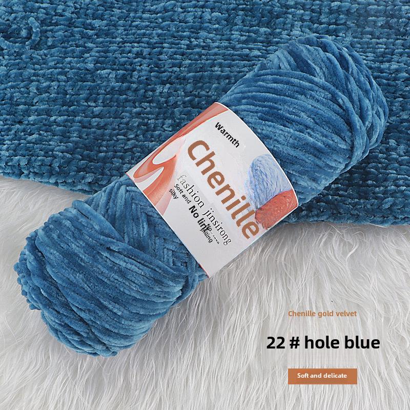 Chenille Gold Velvet Knit Scarf, Hat, Crochet Slippers, Doll Wool DIY Knitting Kit