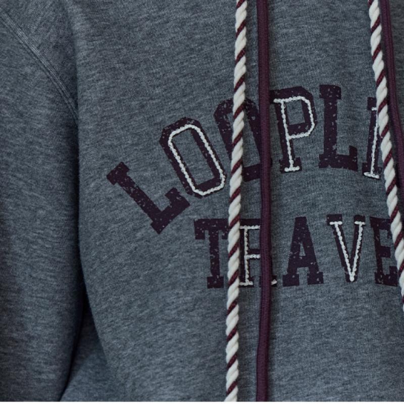 Maxza Color Block Loop String Fleece Hoodie