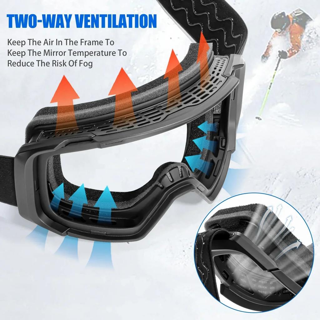 Photochromic UV400 Protection Ski Goggles Sports Mask for Men Women Winter Anti-Fog Snowboarding Goggle Skiing Glasses
