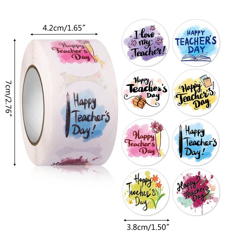 500 Counts Teacher's Day Stickers 1.5Inch Gift Wrap Stickers Self-adhesive Sealing Sticker for Thank You Letter Envelope