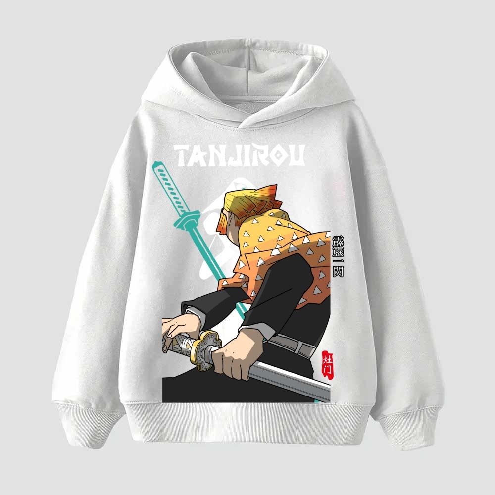 Kids Anime Demon Slayer Tomioka Print Hoodie Unisex Boys Girls Casual Tshirt 100-160cm Childrens Cartoon Clothes