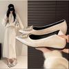 Fashion Silver Inside Heightened Single Shoes Women's 2025 New Autumn Pointed Toe Rhinestone  Jane Shoes Slip On Shallow Mouth