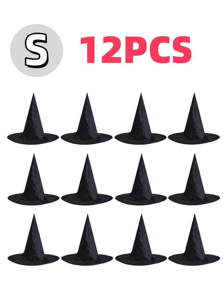 12PCS Halloween Party Decoration Hats Suitable For Both Men And Women Black Wizard Hats Halloween Party Costumes Accessories