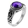 Purple Amethyst Men's Ring, Handmade Vintage Style, 925 Sterling Silver, Round-Cut Gemstone, Statement Silver Ring, Valentine Day Gift