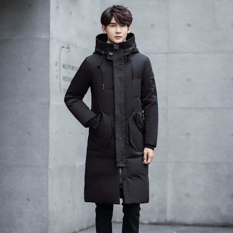 2025 New Long Cold Clothing Men's Long Youth Men's Winter Casual Thickened Hooded Jacket