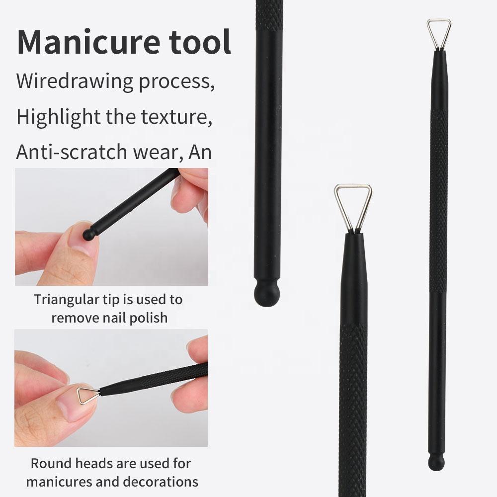 4PCS  Black  Stainless Steel  Durable Manicure Pusher  Cuticle Remover Cuticle Nippers Pedicure Set