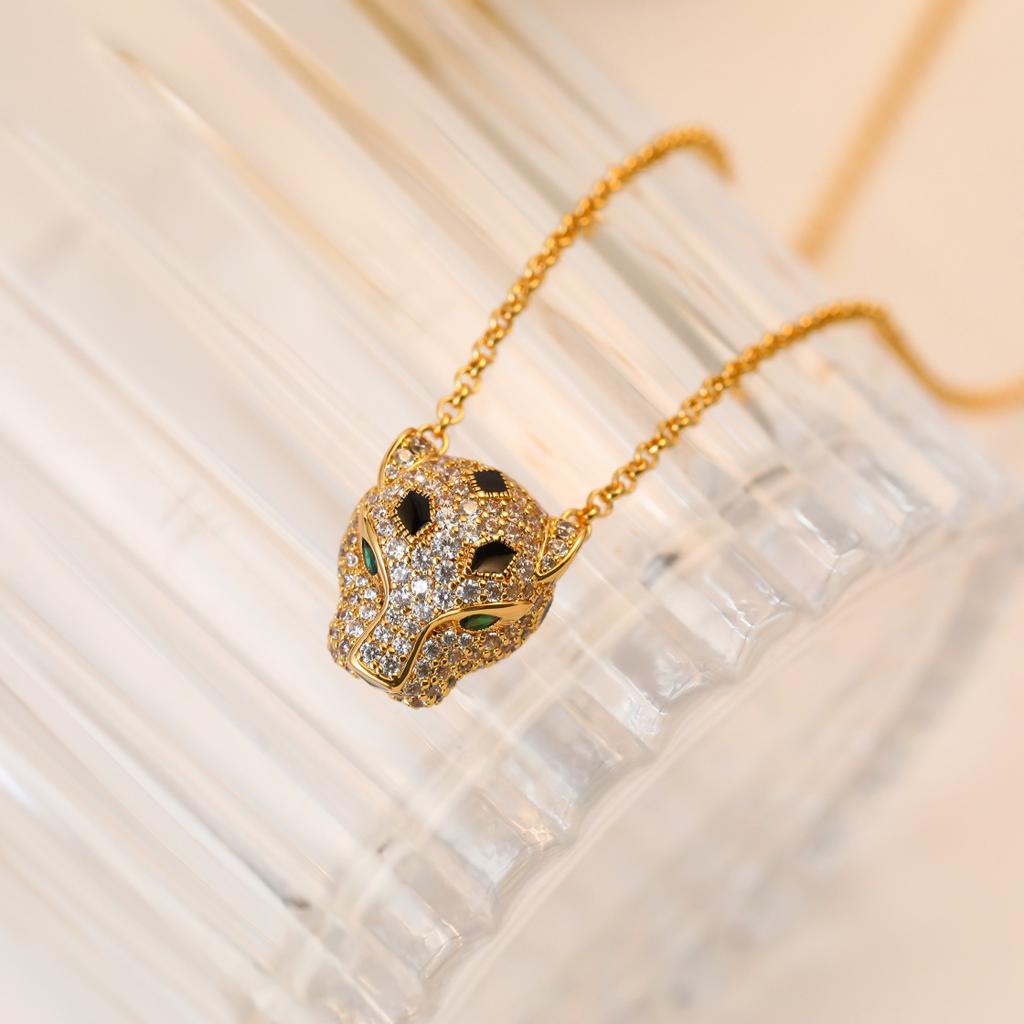 Намисто з головою леопарда, інкрустоване, виготовлене з точністю, ідеально підходить для подарунка та повсякденного носіння, виготовлене з гіпоалергенного матеріалу