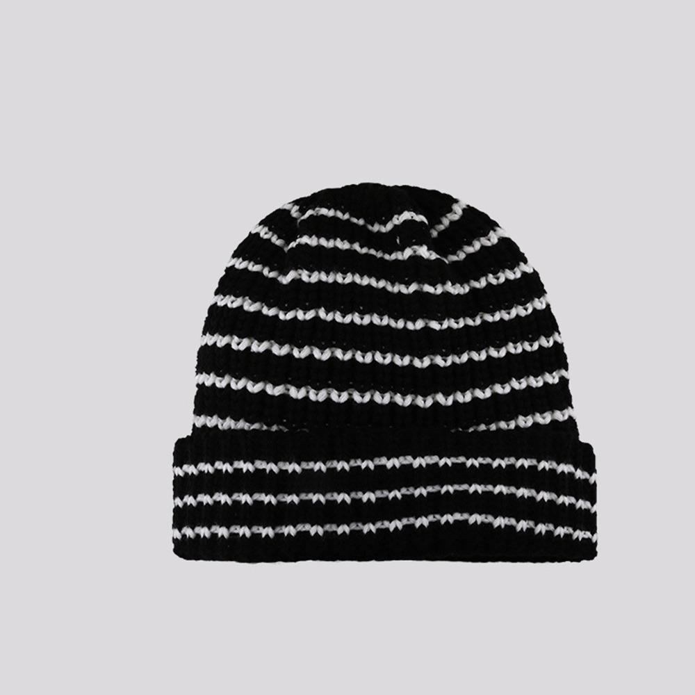Ins Little Devil Women Stripe Beanie Striped Skull Cap Fashion Knit Hat Autumn Winter