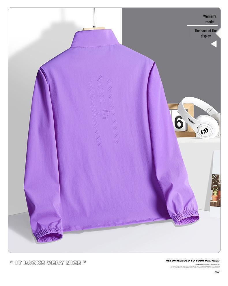 2026 UPF50+ Ice Silk Lightweight Breathable Stand Collar Jacket for Middle-aged & Elderly Men - Sun Protection, No Hood, Single Layer.