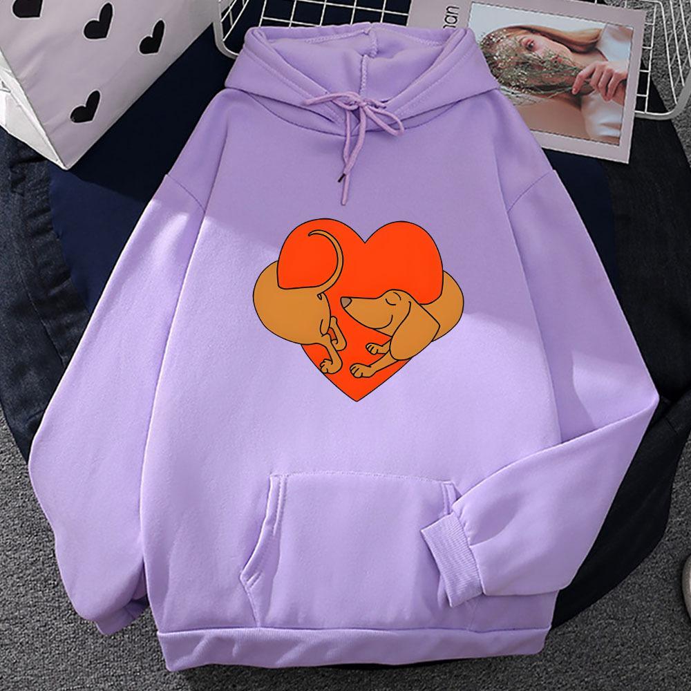 Dachshund Heart Funny Graphic Hoodie Fashion Design Autumn Winter Men Women Sweatshirt Fleece Oversized Couples Casual Hoodies