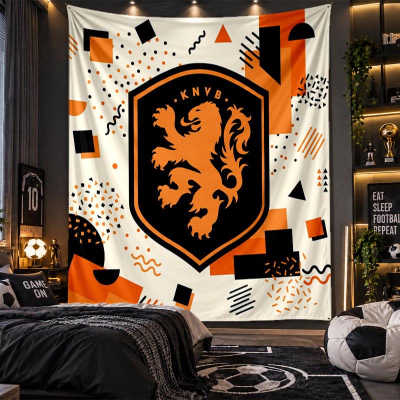 Wall Hanging Tapestry Netherlands Football Print Cloth for Living Room Bedroom Home Decor