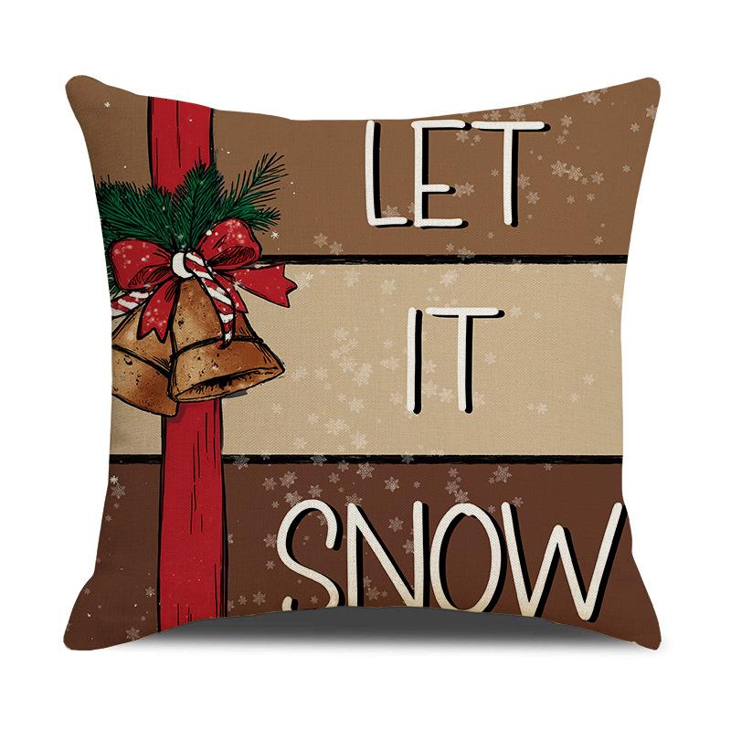 New Christmas Set Linen Pillow Plaid Snowman Print Cushion Indoor Holiday Decoration Sofa Cushion