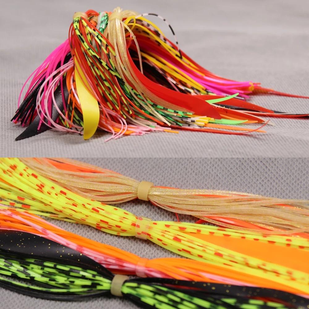 10 Bundles Double Colors Mixed Silicone Skirt Trailer Replacement for Slider Jigs Squid Madai Squid Snapper Jigging Fishing Lure