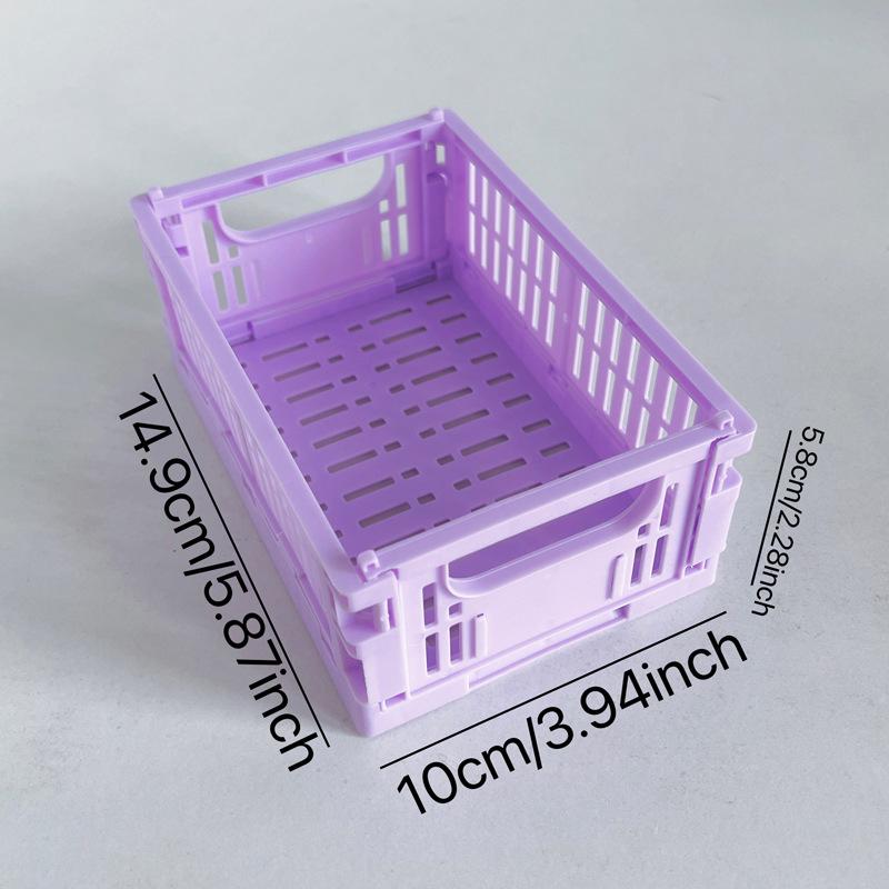 Collapsible Crate Plastic Folding Storage Box Basket Utility Cosmetic Container Desktop Holder Home Use School Desk Storage Box