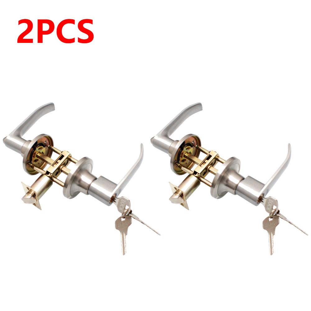 1-5PCS Locking Door Handle Stainless Steel Entrance Door Handles Interior Lever Lock Door Knob Replacement for Home Office