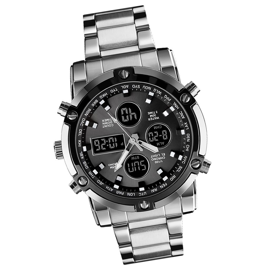 SKEMI 1389 Quartz Man Watch Unique Fashion Sport Casual Brand Quartz Clock Double Movement Stainless Steel Strap Waterproof Wrist Watch Relogio Mascul