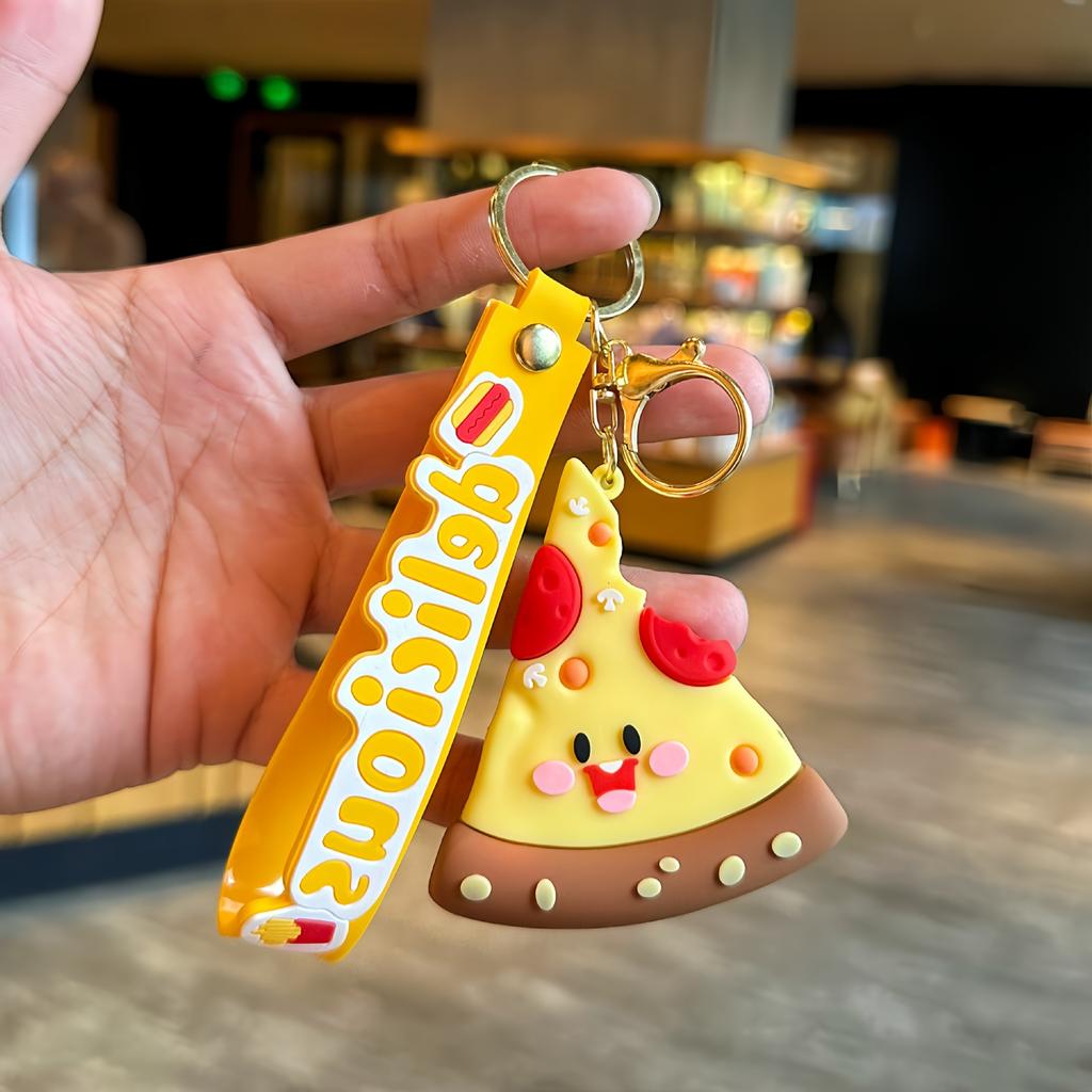 Simulated French Fries Burger Key Chain Pendant Cute Soft Rubber Pendant Car Key Chain Gift