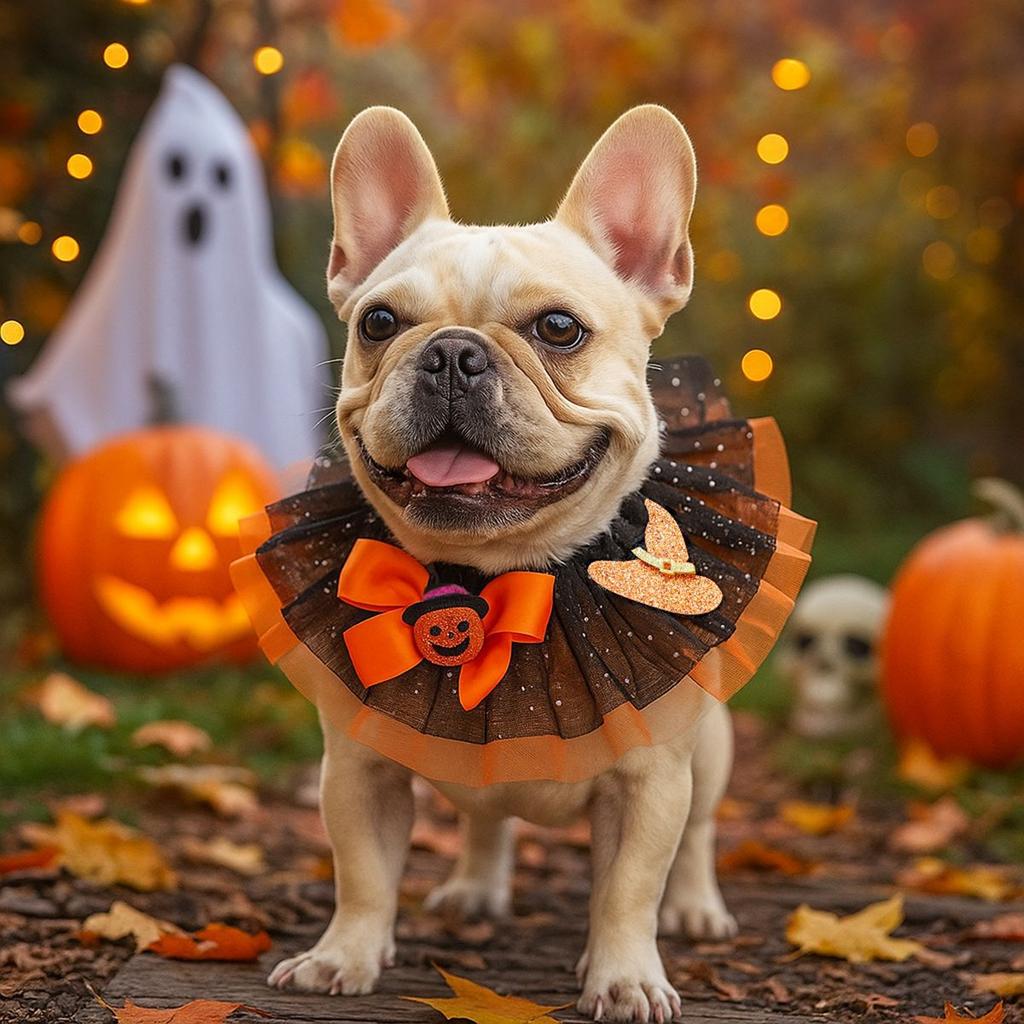 Small Dog Collars Pet Scarf Collar Accessories Necklace Drool Bib Dog Cat Halloween Lace Wizard Pumpkin Gauze Scarf Pet Supplie