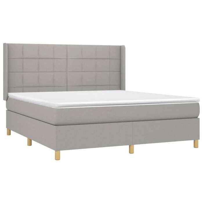 3132001 vidaXL Lit à sommier tapissier avec matelas Gris clair 160x200cm Tissu