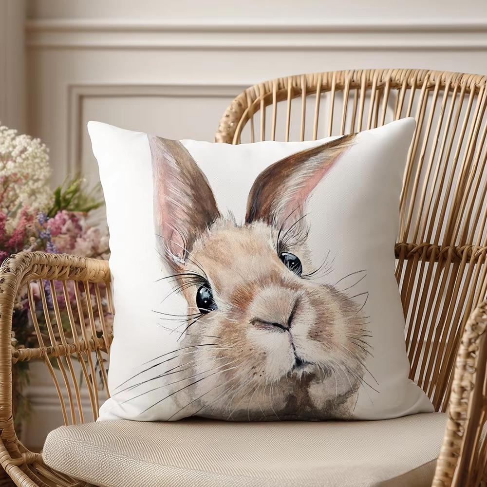 1 Easter Bunny Pillow With Eggs Decorative Cushion Cover For Sofa Home Decor 2D Print