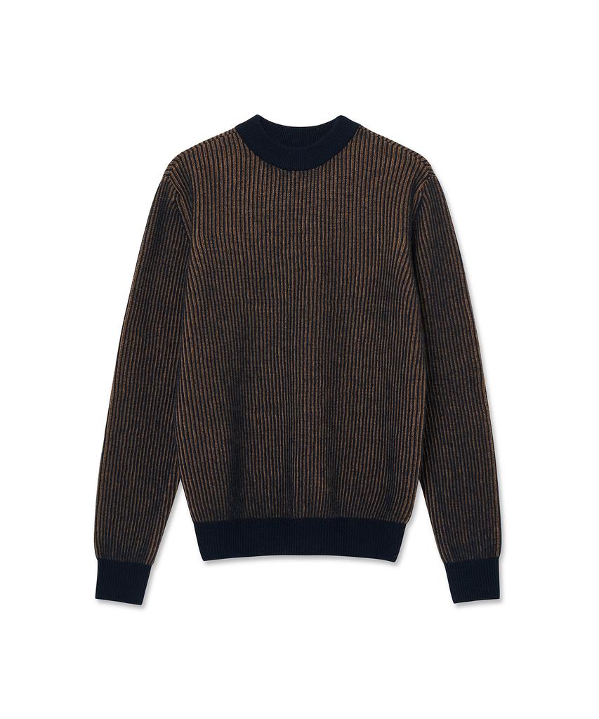 IOLO Two-Tone Ribbed Half Mock Neck_Navy