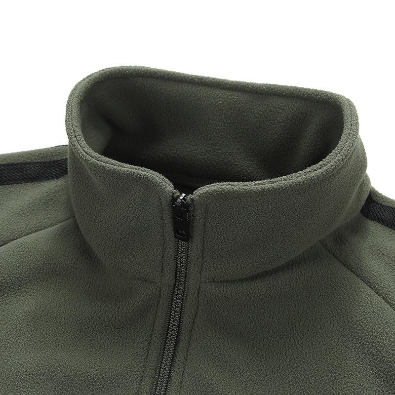 Autumn and Winter Outdoor Men's Two-bar Fluffy Warm Anti-static Stand Collar Fleece Jacket Casual Cardigan