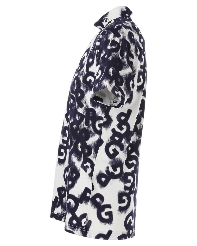 PEARLY GATES Short Sleeve High Neck Shirt PG Logo Denim Golf Size 4 Men's (Stretch, Pattern) / / 053-5167403 121_Navy, [M]