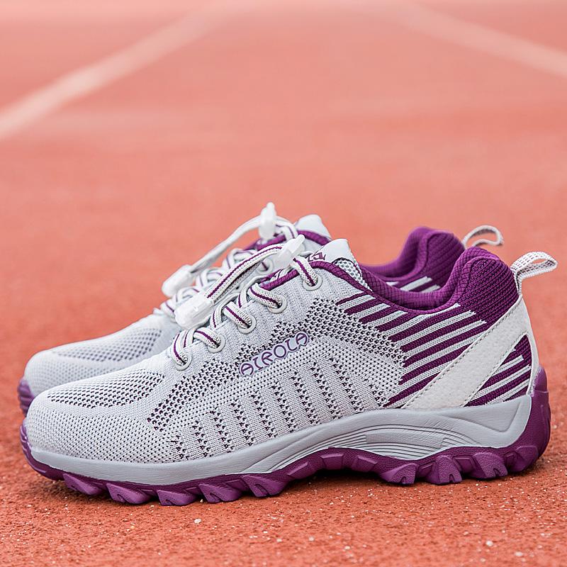 Fashion Unisex Sports Shoes Women Mesh Breathable Button Flat Sneakers Cushioning Men Running Shoes