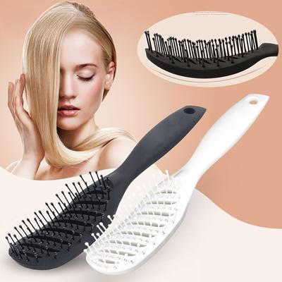 1PC Stylingový kartáč na kudrnaté vlasy Salon Massager Hřebenový kartáč Rozčesávací sušicí kartáč Antistatický zakřivený ventilační kartáč Masážní hřeben na pokožku hlavy
