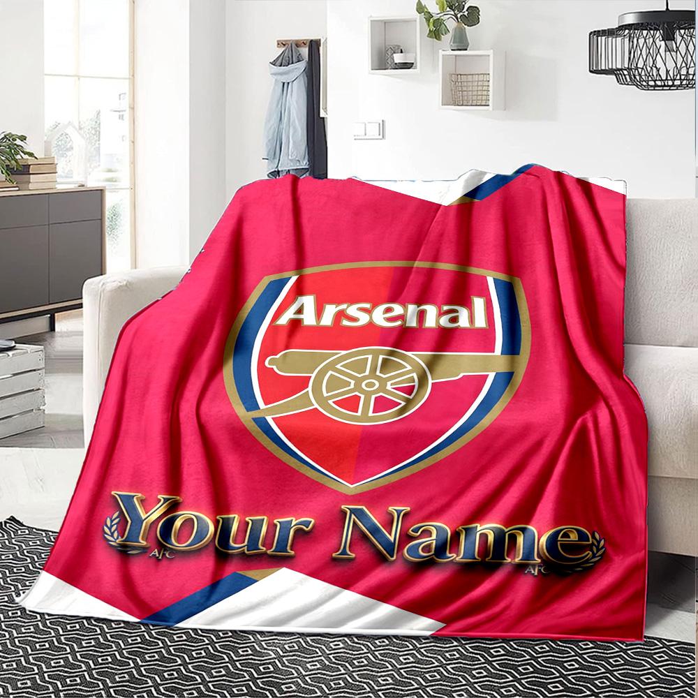 1pc Personalized Name A-Arsenal Blanket, Gift, for Men and Women, Soft Blanket, Good for Sofa Bed Couch Travel, Lightweight Flannel Blanket