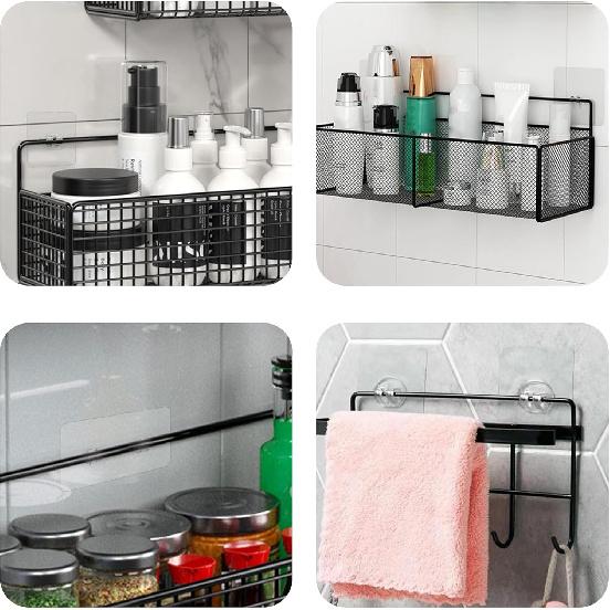 16 Pcs Shower Caddy Adhesive Replacement, No Drilling Shower Caddy Hooks, Adhesive Wall Hooks for Bathroom Storage Shelves and Kitchen Racks