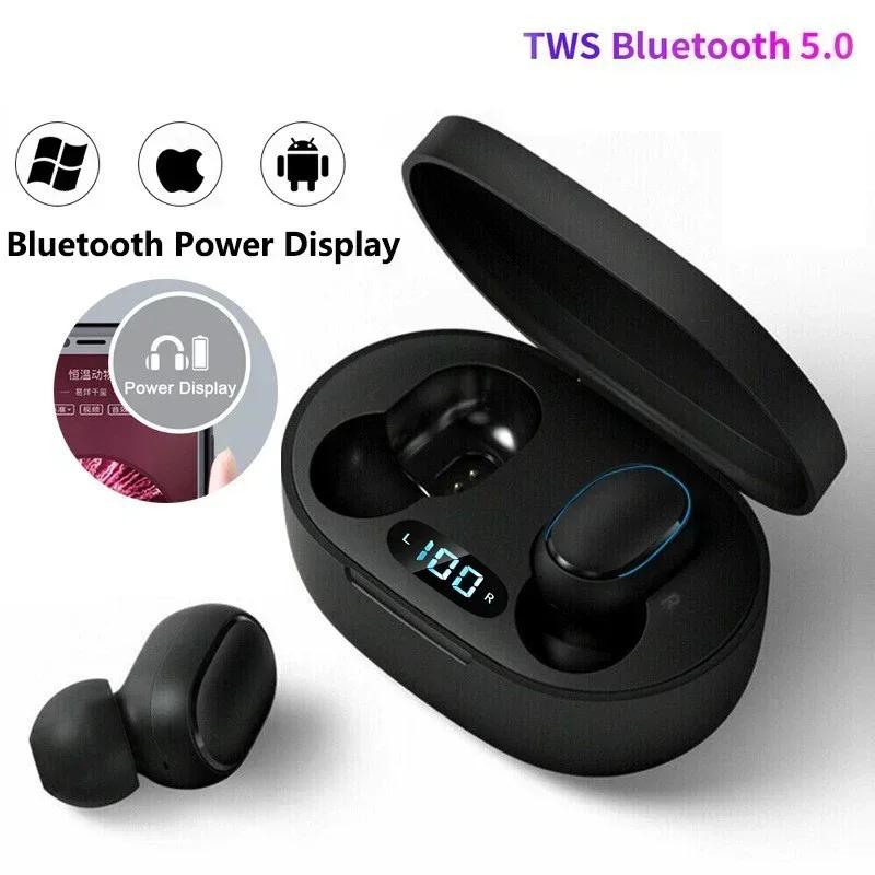 1pcs Wireless Bluetooth 5.0 Rechargeable IPX5 Water & Sweat Resistant In-Ear Headphones with Mic,Touch Control,Smart LCD Charging Case,3D Stereo Bass