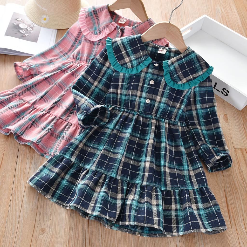 Girls Fall Preppy Princess Dress Chic Long Sleeve Children Clothing Autumn Party Wear Elegant Kids Dresses