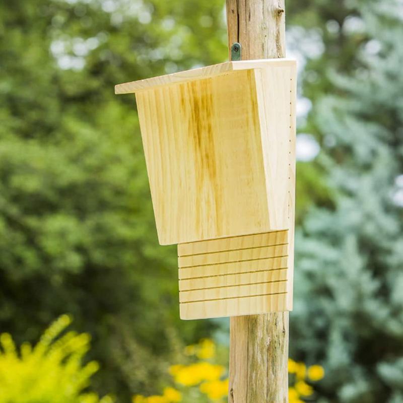 Wooden Bat House Shelter With Roof Weatherproof Easy To Land Outdoor Animal Shelter Summer And Winter Quarters Box Decoration