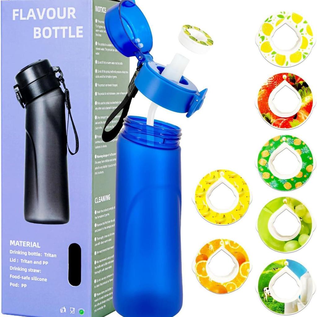 Scented 750ml Sports Water Bottle with Flavor Ring and Straw