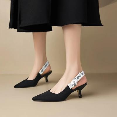2024 Summer Sexy Pointy Heels Fashion Letter Design Lace-up Elegant Women's Dress Stiletto Sandals Party Party Zapatos De Mujer