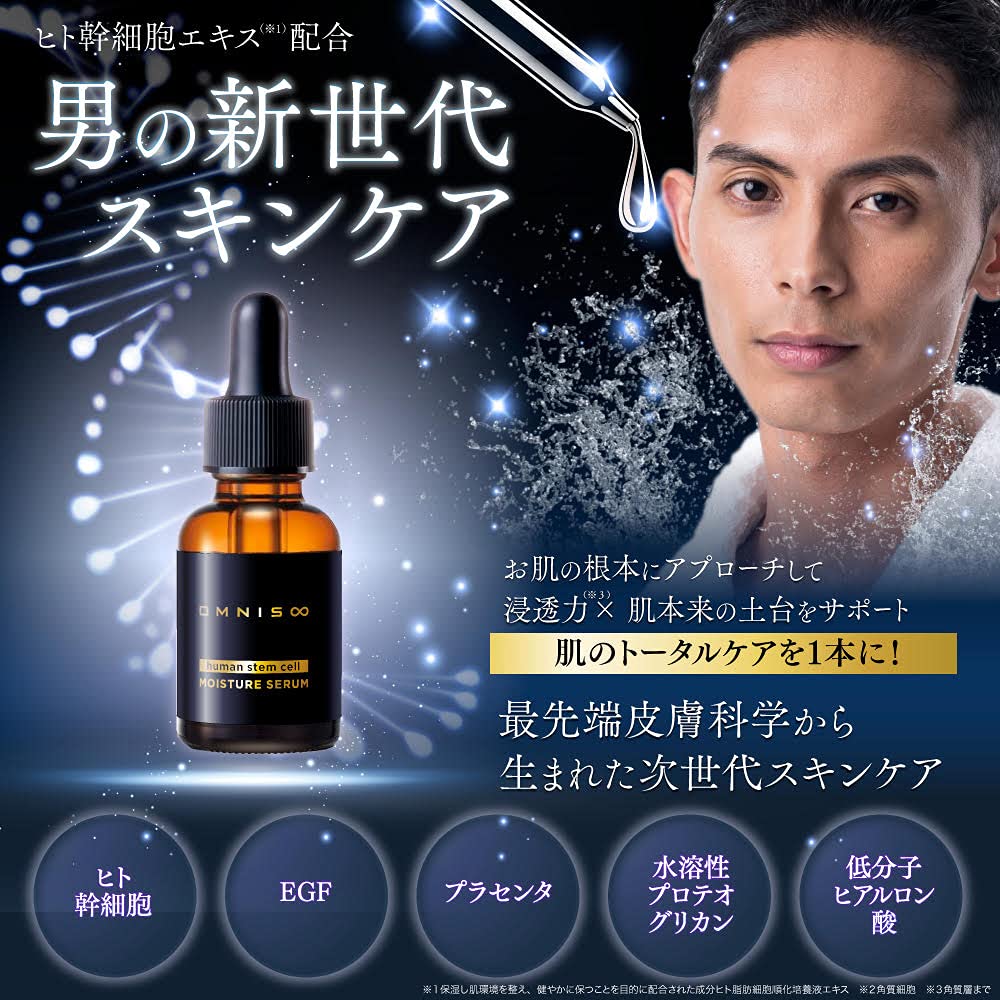 Omnis Moisture Serum 20ml with Human Stem Cells & High-Purity 99% Terahertz Gua Sha Plate Ligares V Face Set