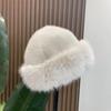 Fur Hat Women Warm Snow Ski Cap Female Fluffy Faux Fur Bucket Hat Thick Winter Outdoor Earwarmer Windproof Ear Protect Caps