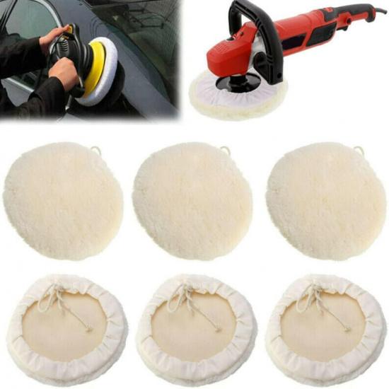 6pcs 7-inch Buffing Pads Car Bonnet Buffing Waxing Pad Kit Buffer Polishing Polisher Pad Wool Buffering Pads for Drill Body Buffing & Polishing Pads