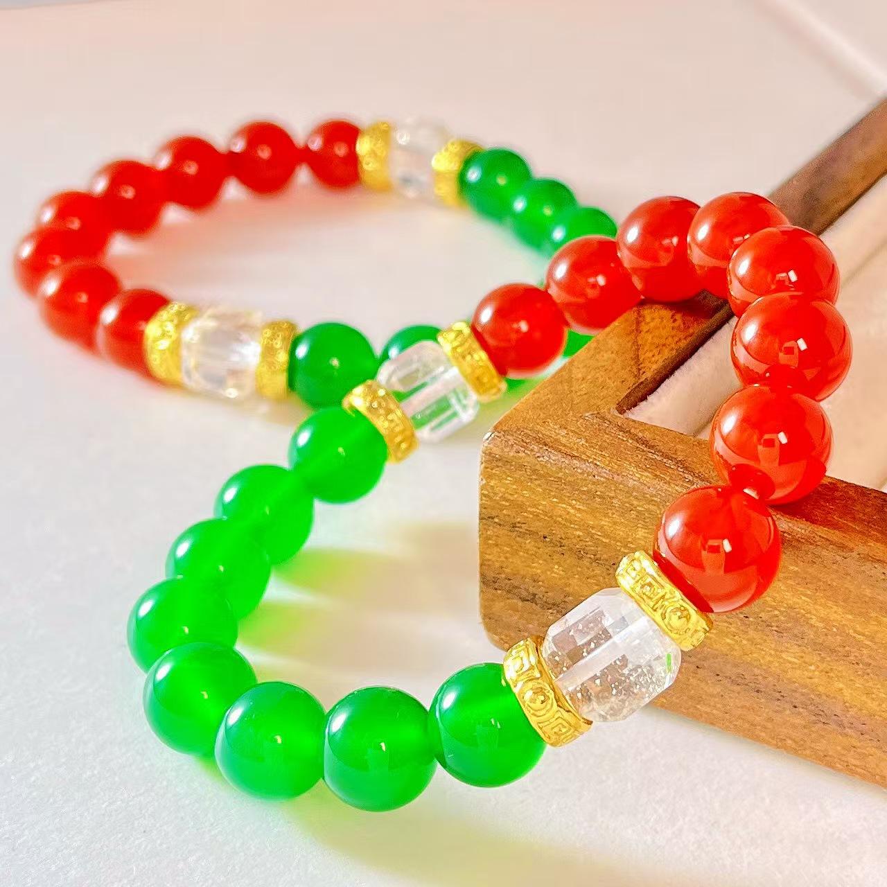 Retro High Quality Natural Chalcedony Chalcedony White Crystal Design Bracelet Bracelet