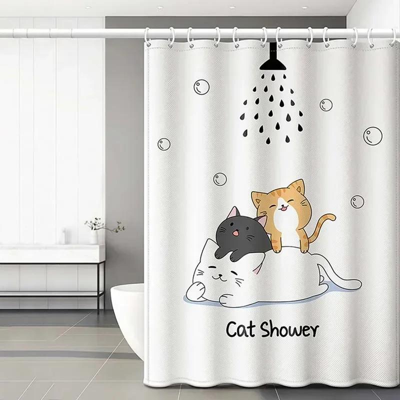 Multiple Cartoon Patterns Shower Curtain Waterproof Mould Proof Odorless  Dacron Material Quality Bathtub Decoratio Give Couple