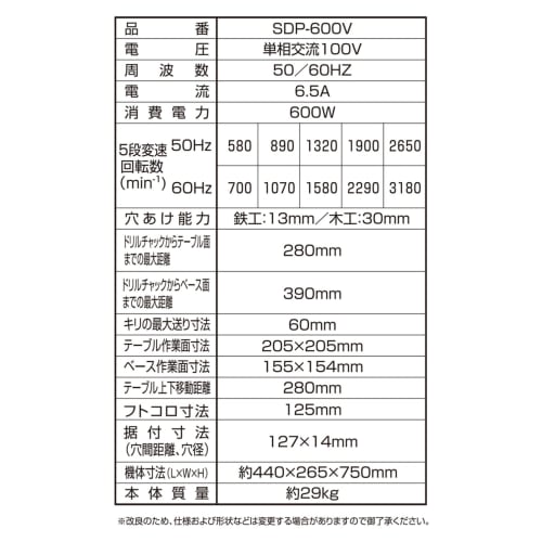 SK11 (SK11) Tabletop Drilling Machine 600W SDP-600V