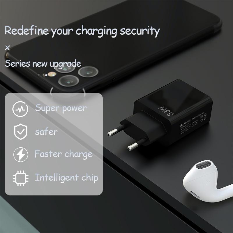 33W Usb Gan Phone Charger For Iphone For Samsung Huawei Xiaomi Pd Usb-A Fast Charging Power Adapter Smart Phone Tablet Trip
