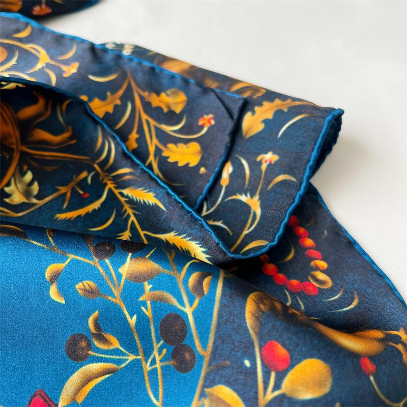 110*110 cm Quadratischer Seidenschal Damenmode Bedruckter kleiner Halsschal Büro Damen Haargürtel Folar Taschentuch Damen Taschentuch Schal Schal