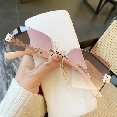 Neue quadratische Sonnenbrille Damen Cool Marke Designer Bunte Sonnenbrille Weiblich Randlos Rund Outdoor Brillen